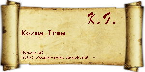 Kozma Irma névjegykártya